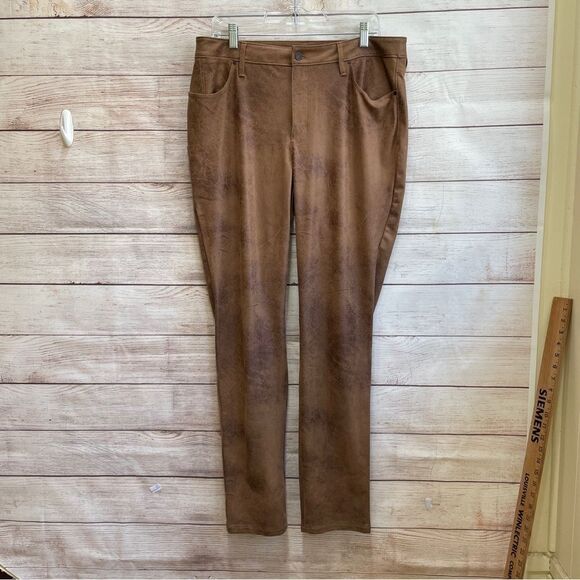 CHICOS FAUX SUEDE PANTS IN WORN LUGGAGE‎ - Picture 3 of 7